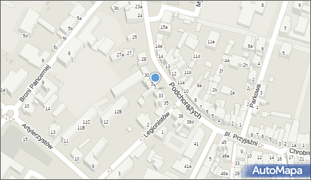 Żary, Podchorążych, 32, mapa Żary