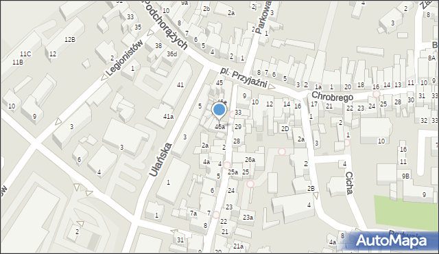 Żary, Podchorążych, 46a, mapa Żary