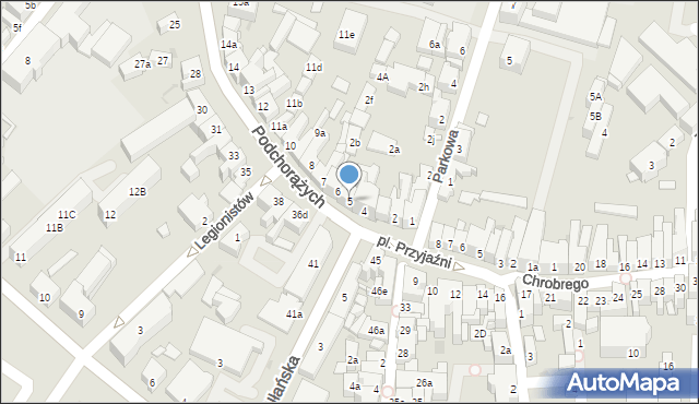 Żary, Podchorążych, 5, mapa Żary