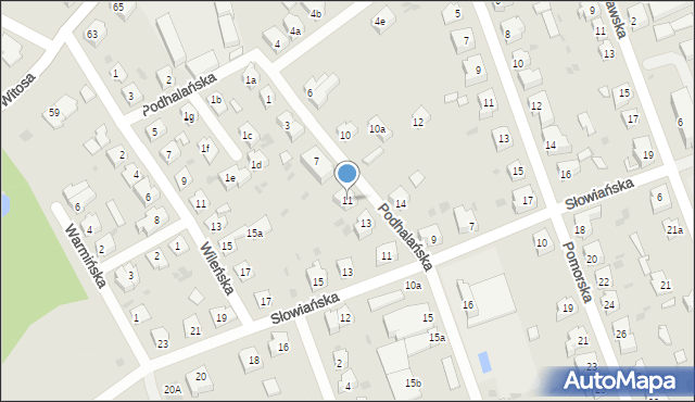 Żary, Podhalańska, 11, mapa Żary