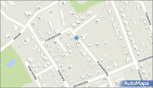 Żary, Podhalańska, 3, mapa Żary