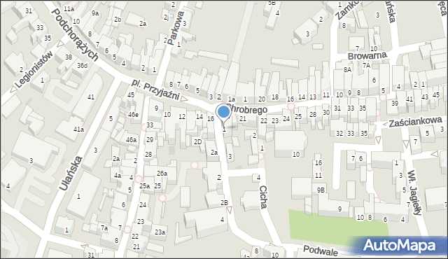 Żary, Podwale, 1, mapa Żary