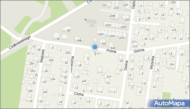 Zaścianki, Polna, 3, mapa Zaścianki