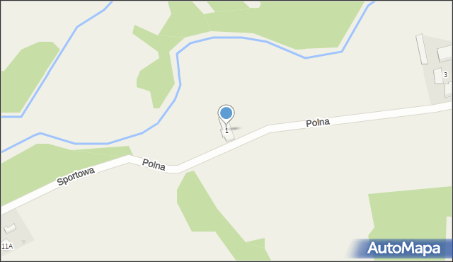 Zawada, Polna, 1, mapa Zawada