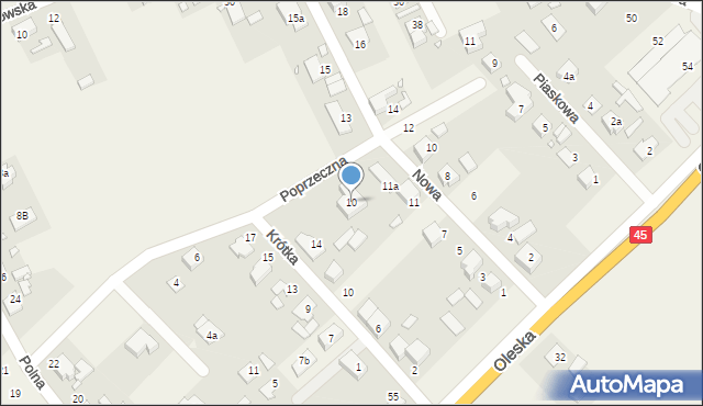Zawada, Poprzeczna, 10, mapa Zawada