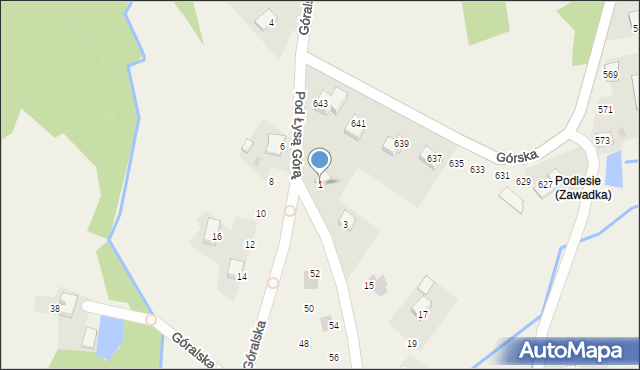 Zawadka, Pod Łysą Górą, 1, mapa Zawadka