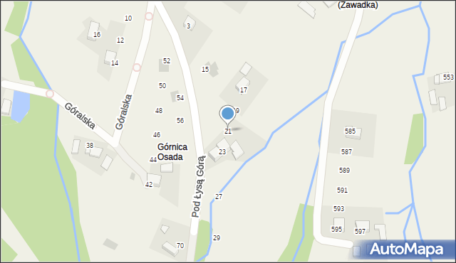 Zawadka, Pod Łysą Górą, 21, mapa Zawadka