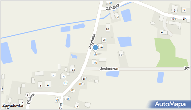 Zawadówka, Pogodna, 92, mapa Zawadówka