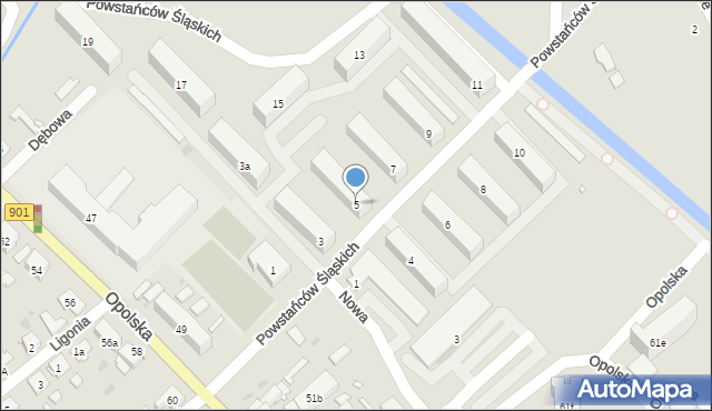 Zawadzkie, Powstańców Śląskich, 5, mapa Zawadzkie