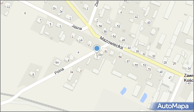 Zawidz Kościelny, Polna, 1, mapa Zawidz Kościelny