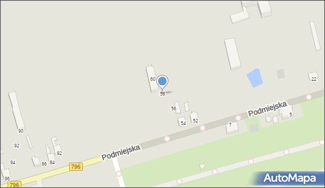 Zawiercie, Podmiejska, 58, mapa Zawiercie