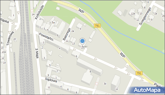 Zawiercie, Powstańców Śląskich, 15, mapa Zawiercie