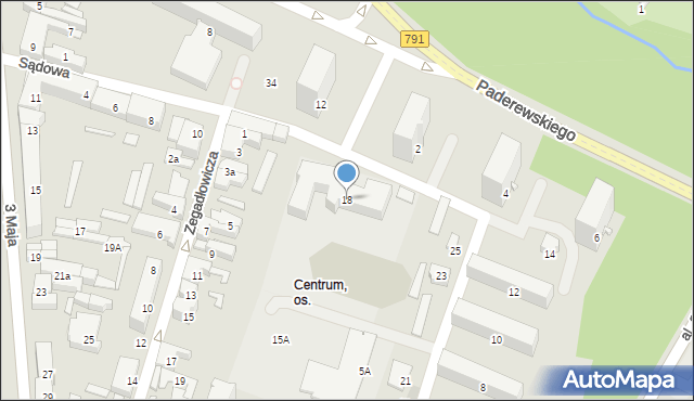 Zawiercie, Powstańców Śląskich, 18, mapa Zawiercie