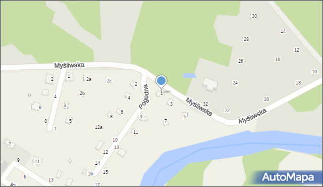 Zawiszyn, Pogodna, 1, mapa Zawiszyn