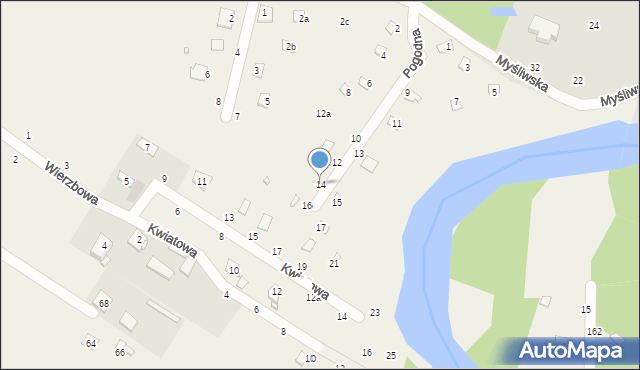 Zawiszyn, Pogodna, 14, mapa Zawiszyn