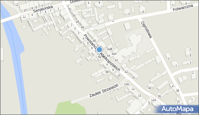 Zbąszyń, Powstańców Wielkopolskich, 7A, mapa Zbąszyń