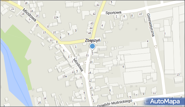 Zbąszyń, Poznańska, 1, mapa Zbąszyń
