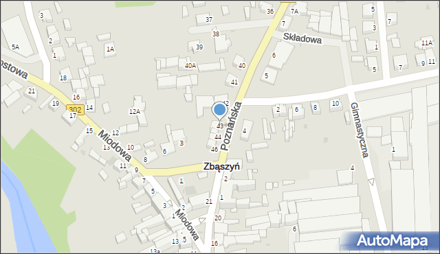 Zbąszyń, Poznańska, 43, mapa Zbąszyń