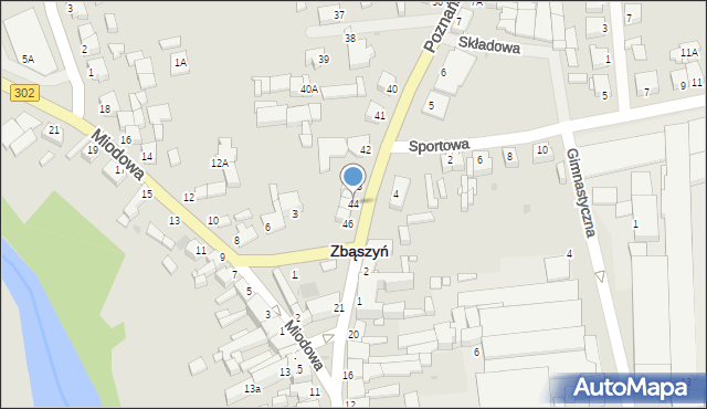 Zbąszyń, Poznańska, 44, mapa Zbąszyń