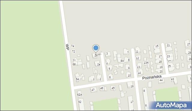 Zbąszynek, Poznańska, 2b, mapa Zbąszynek
