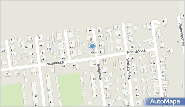 Zbąszynek, Poznańska, 30, mapa Zbąszynek