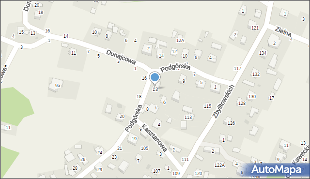 Zbylitowska Góra, Podgórska, 13, mapa Zbylitowska Góra