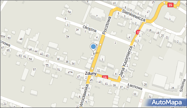 Zduny, Pocztowa, 8, mapa Zduny