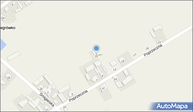Żegrówko, Poprzeczna, 11, mapa Żegrówko