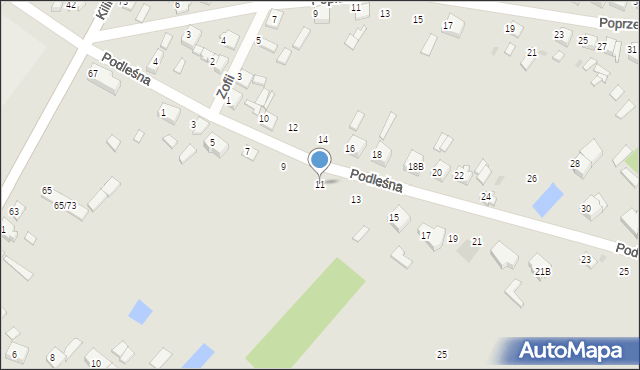 Zelów, Podleśna, 11, mapa Zelów