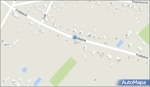 Zelów, Podleśna, 13, mapa Zelów