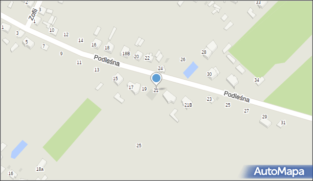 Zelów, Podleśna, 21, mapa Zelów