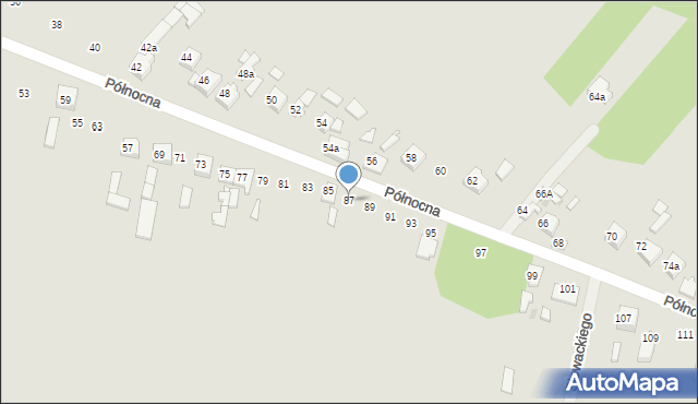 Zelów, Północna, 87, mapa Zelów