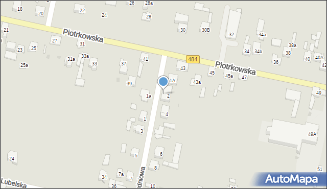 Zelów, Południowa, 2a, mapa Zelów