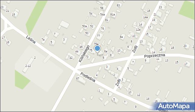 Zelów, Poprzeczna, 4, mapa Zelów