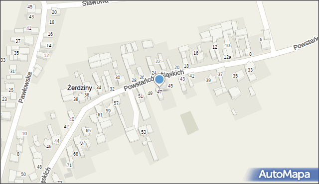 Żerdziny, Powstańców Śląskich, 47, mapa Żerdziny