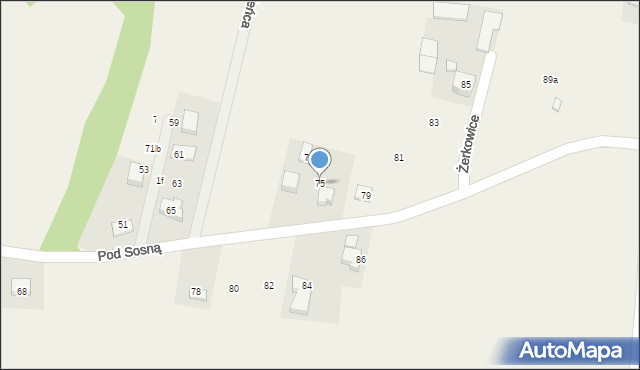 Żerkowice, Pod Sosną, 75, mapa Żerkowice