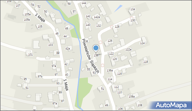 Żernica, Powstańców Śląskich, 136, mapa Żernica