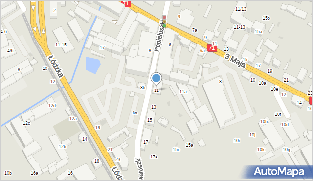 Zgierz, Popiełuszki Jerzego, bł. ks., 11, mapa Zgierz
