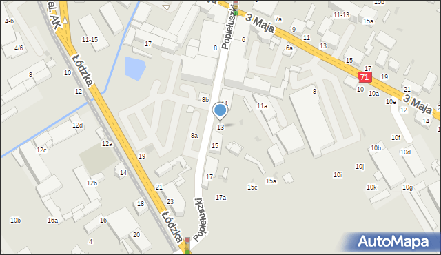 Zgierz, Popiełuszki Jerzego, bł. ks., 13, mapa Zgierz