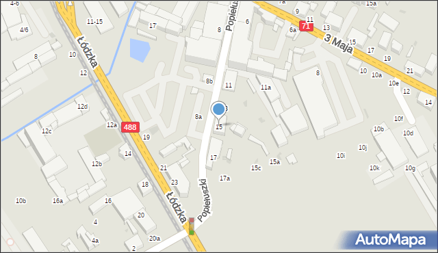 Zgierz, Popiełuszki Jerzego, bł. ks., 15, mapa Zgierz