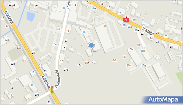 Zgierz, Popiełuszki Jerzego, bł. ks., 9a, mapa Zgierz