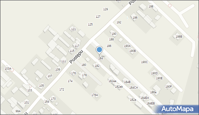 Zgorzała, Postępu, 184A, mapa Zgorzała