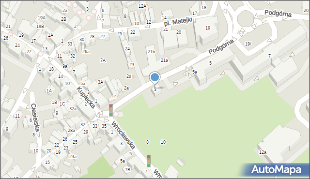 Zielona Góra, Podgórna, 3, mapa Zielona Góra