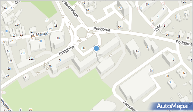 Zielona Góra, Podgórna, 7, mapa Zielona Góra