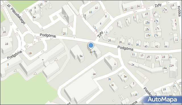 Zielona Góra, Podgórna, 9b, mapa Zielona Góra