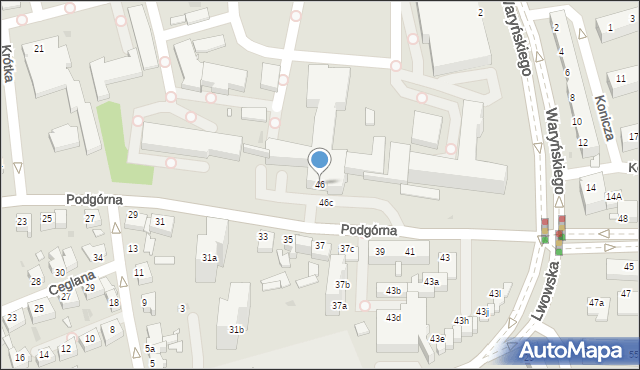 Zielona Góra, Podgórna, 46, mapa Zielona Góra