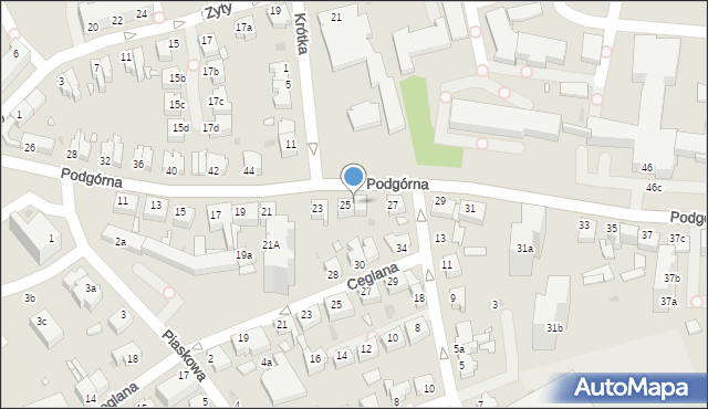 Zielona Góra, Podgórna, 25a, mapa Zielona Góra