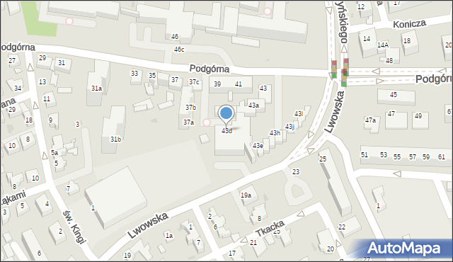 Zielona Góra, Podgórna, 43d, mapa Zielona Góra