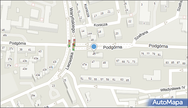 Zielona Góra, Podgórna, 45, mapa Zielona Góra