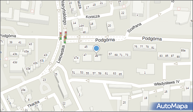 Zielona Góra, Podgórna, 49, mapa Zielona Góra